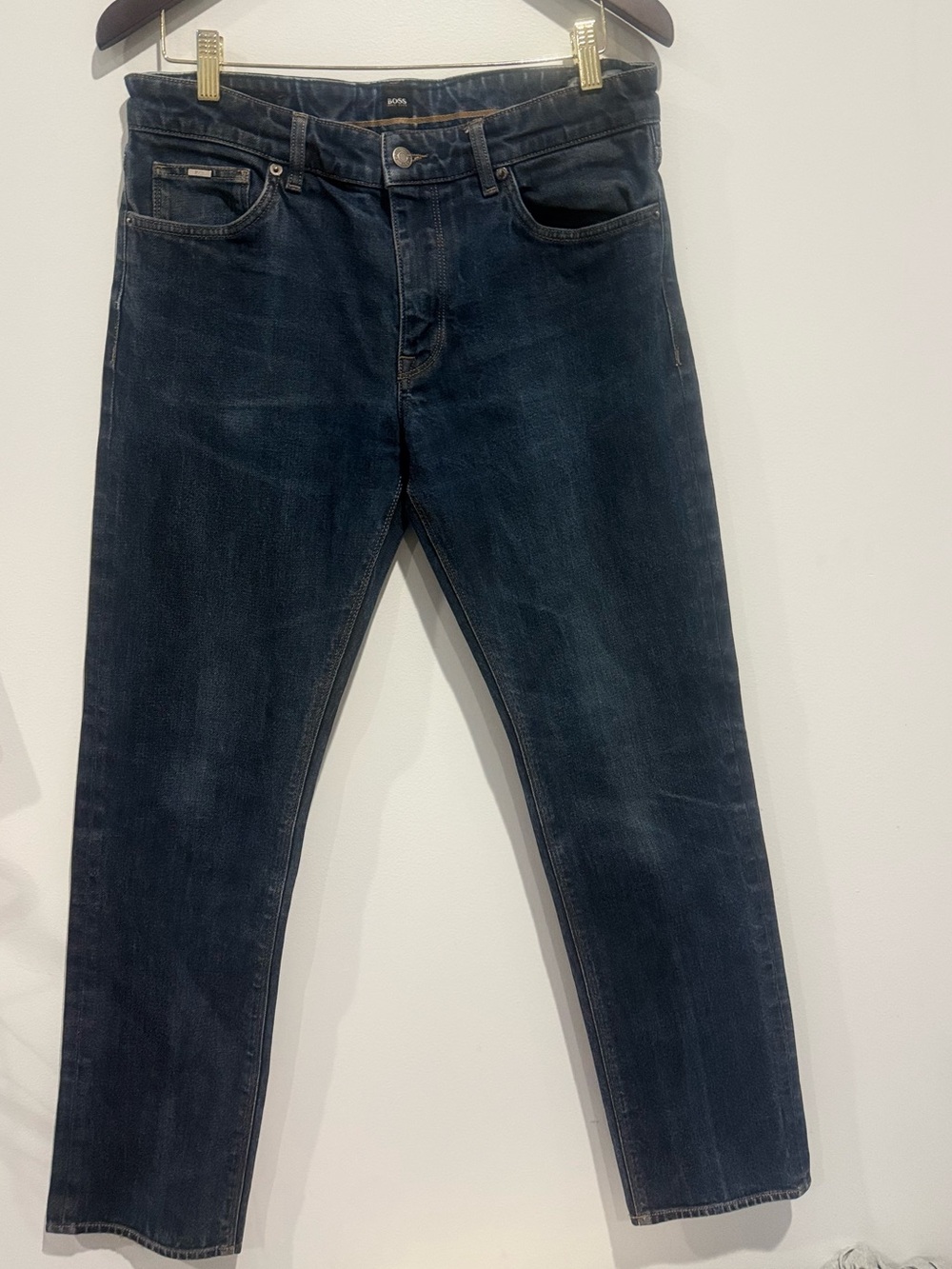 Boss Indigo Black Slim Straight Jeans